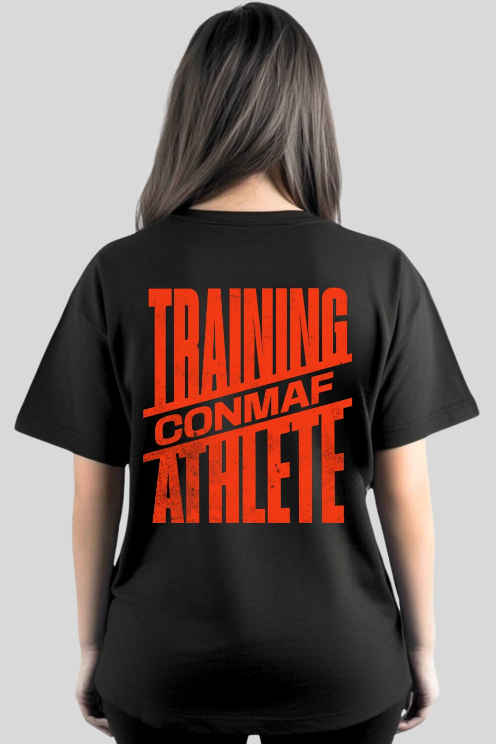 Rückansicht Orange Oversize T-Shirt Black für Männer und Frauen