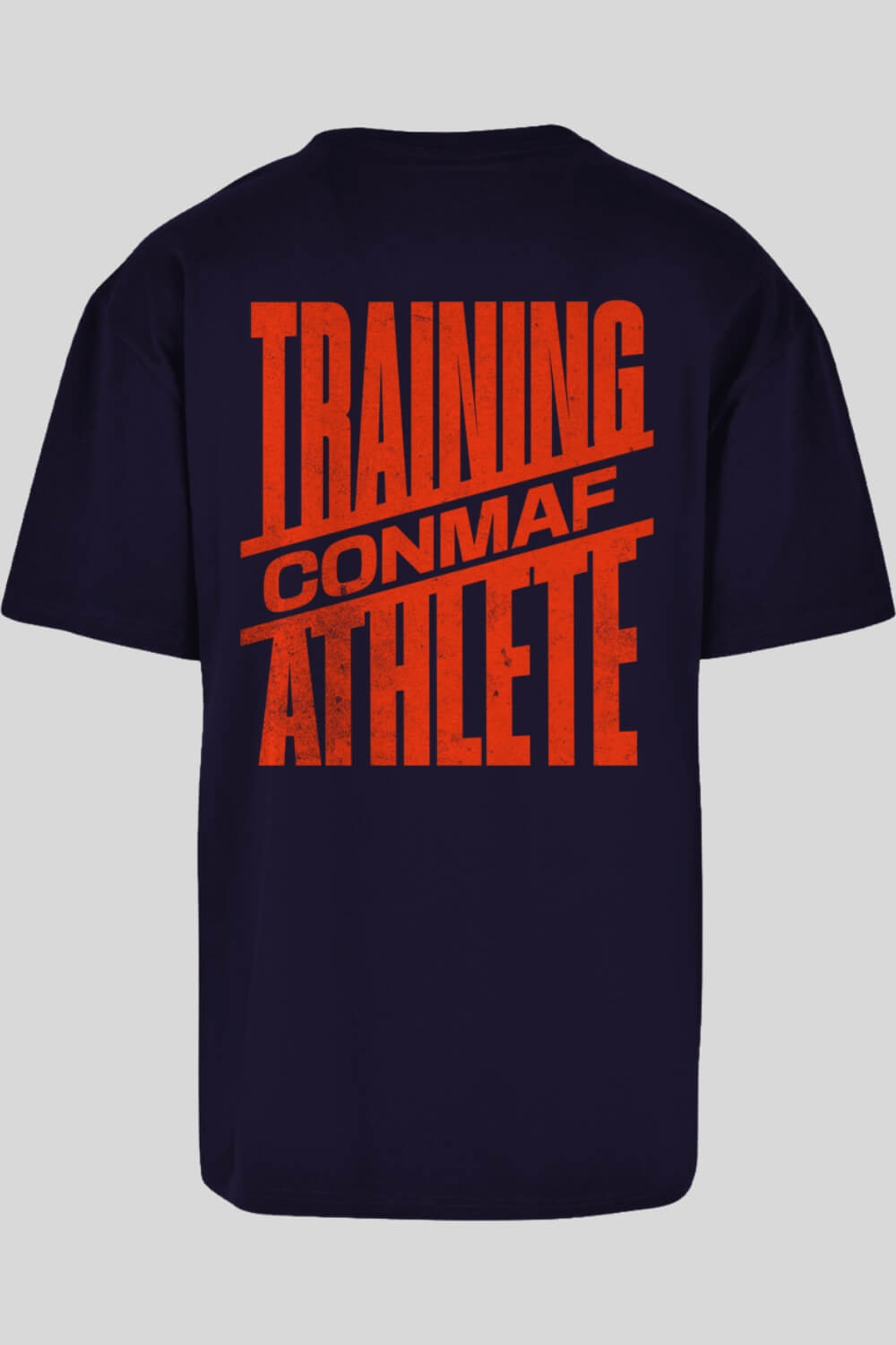 Rückansicht Orange Oversize T-Shirt Navy für Männer und Frauen
