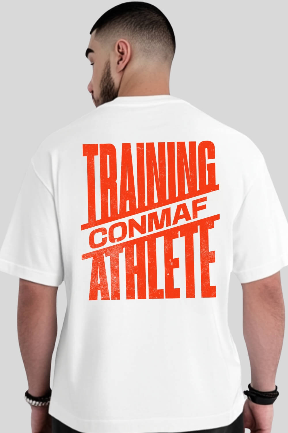 Rückansicht Orange Oversize T-Shirt White für Männer und Frauen