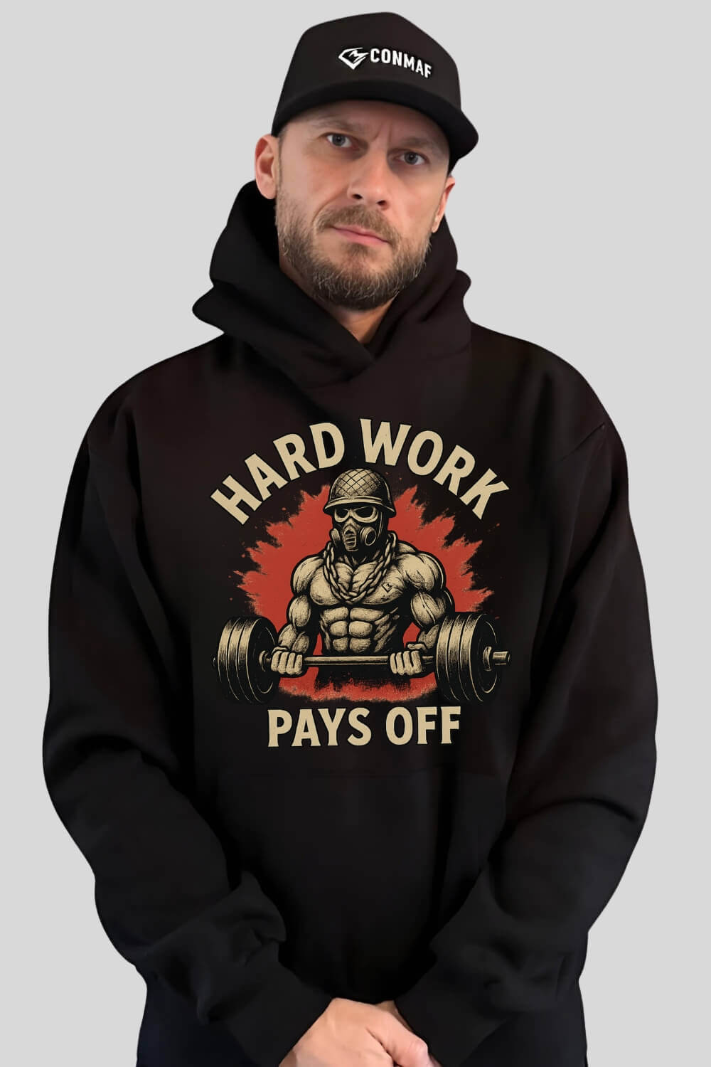Frontansicht Pays Off Oversize Hoodie Black für Männer und Frauen