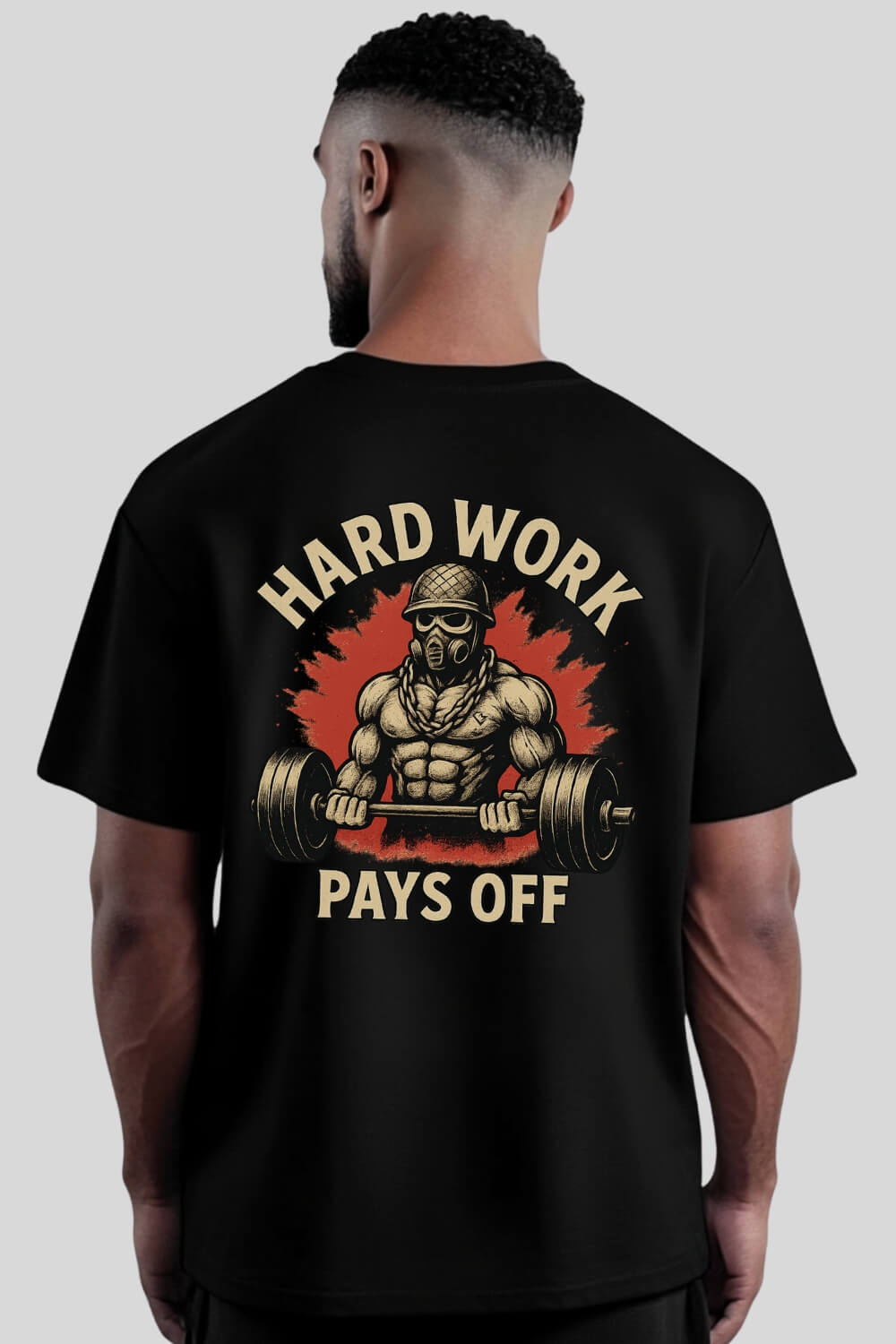Rückansicht Pays Off Oversize T-Shirt Black für Männer und Frauen
