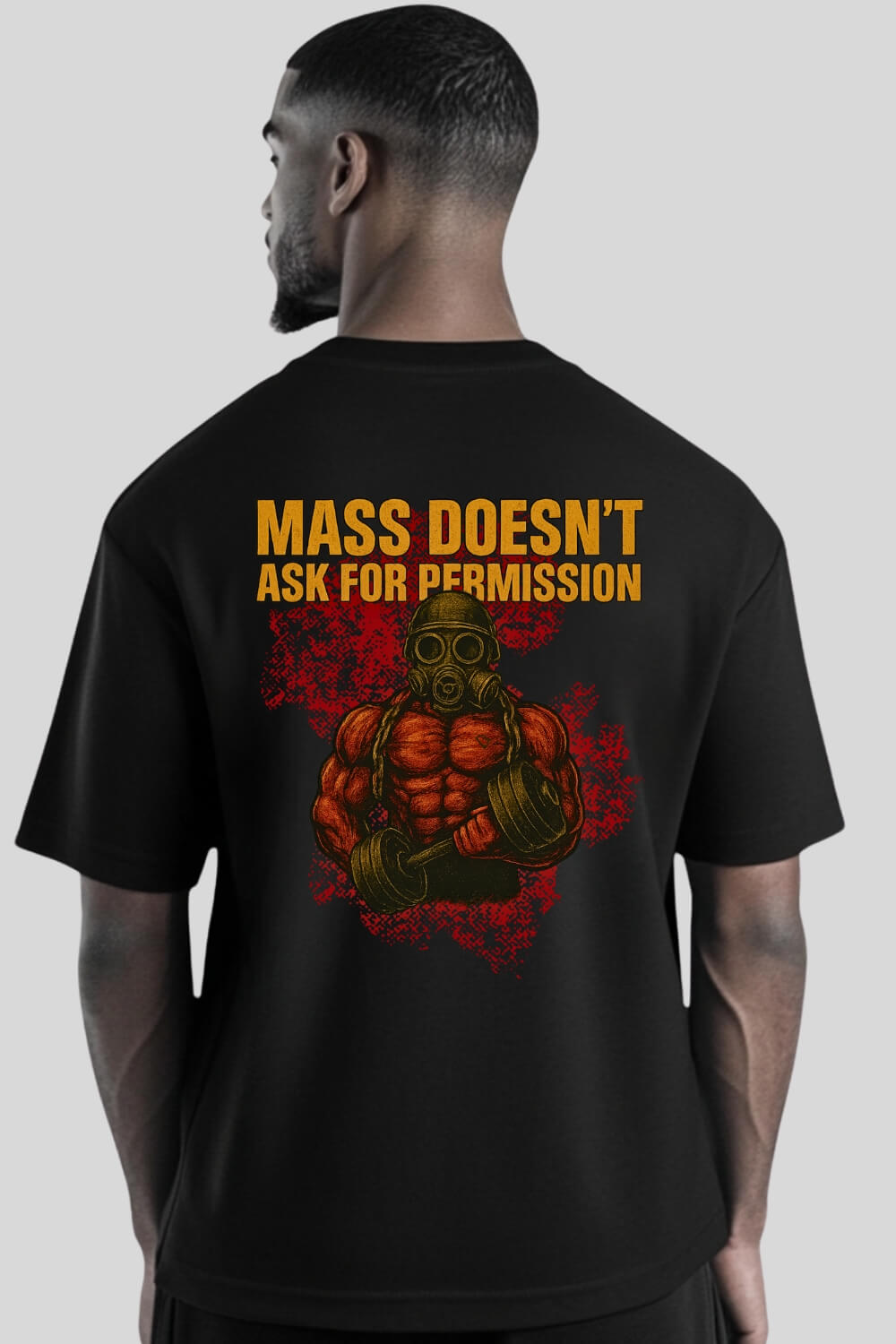 Rückansicht Permission Oversize T-Shirt Black für Männer und Frauen
