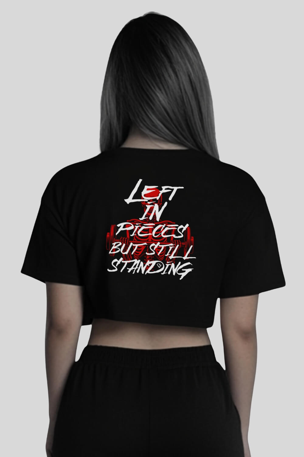 Rückansicht Pieces Oversize Crop Top Black für Frauen