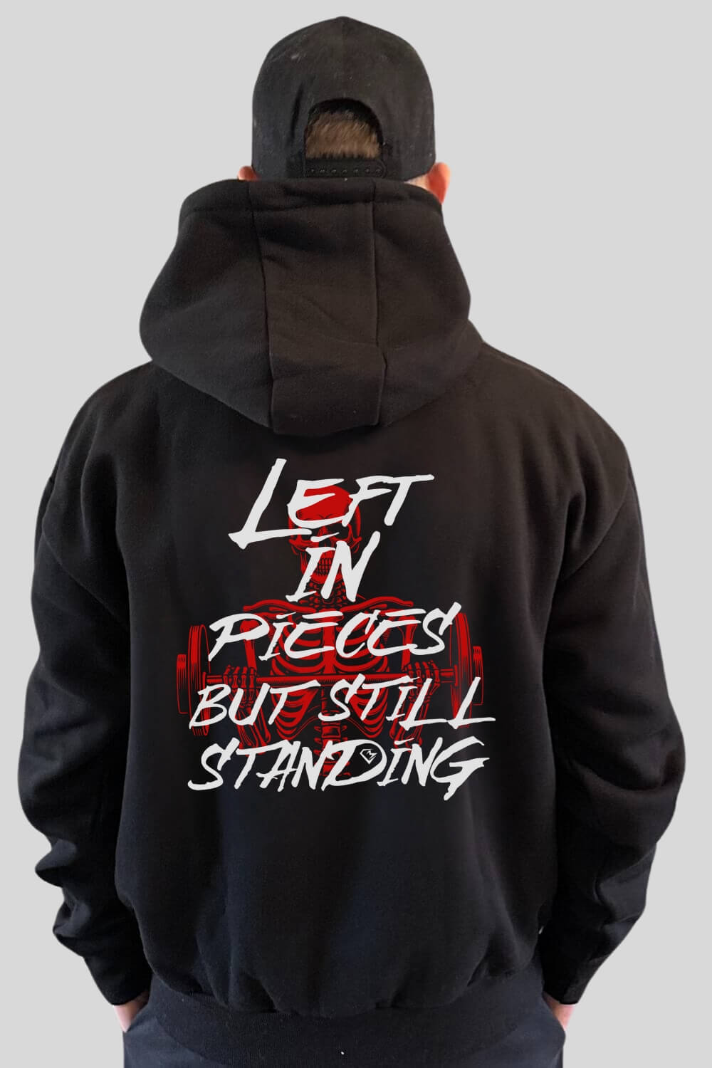 Rückansicht Pieces Oversize Hoodie Black für Männer und Frauen