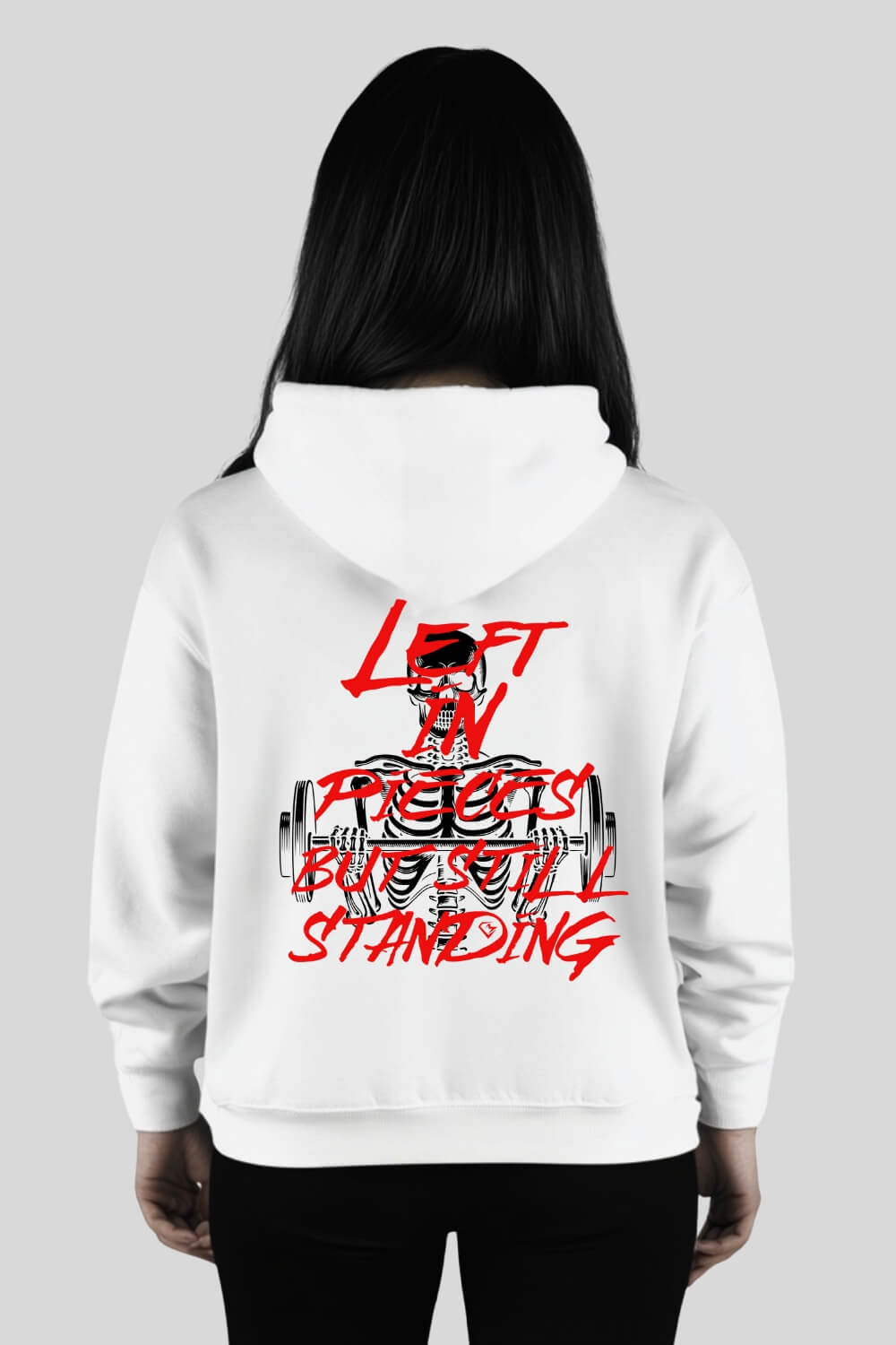 Rückansicht Pieces Oversize Hoodie White für Männer und Frauen