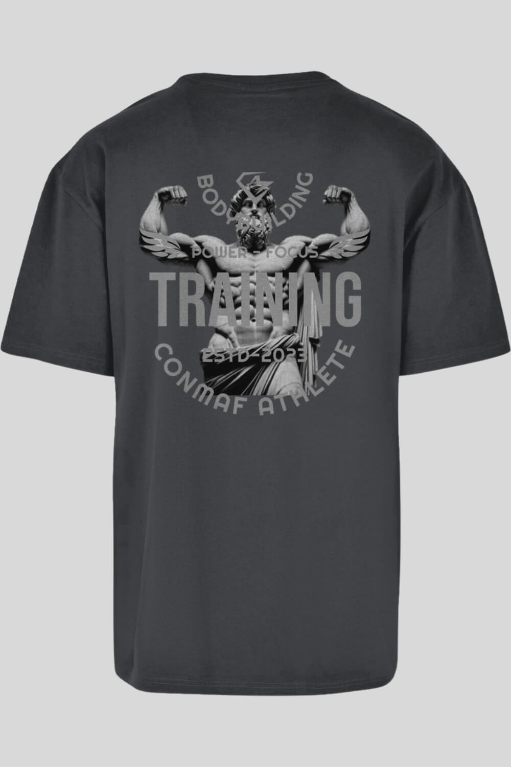 Rückansicht Power Oversize T-Shirt Charcoal für Männer und Frauen