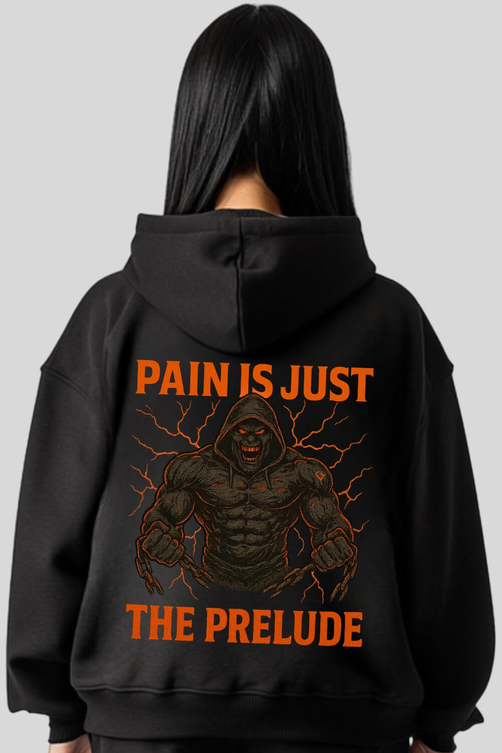 Rückansicht Prelude Oversize Hoodie Black für Männer und Frauen