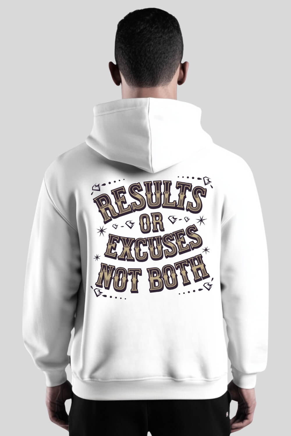 Rückansicht Results Oversize Hoodie White für Männer und Frauen