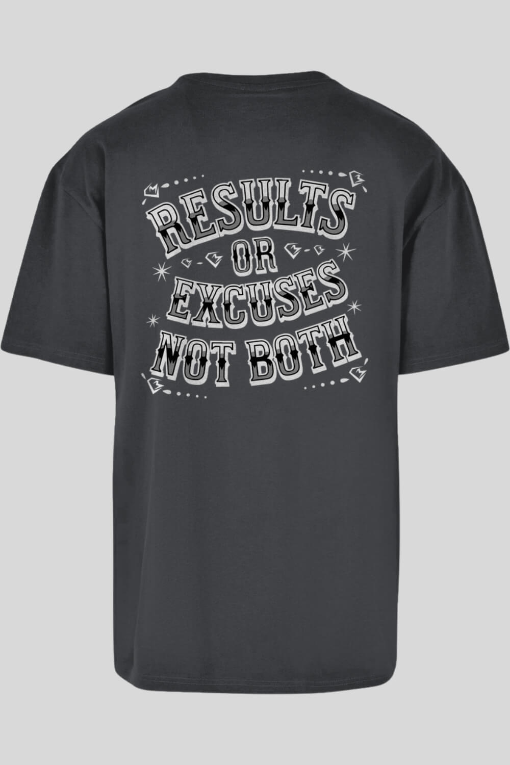 Rückansicht Results Oversize T-Shirt Charcoal für Männer und Frauen