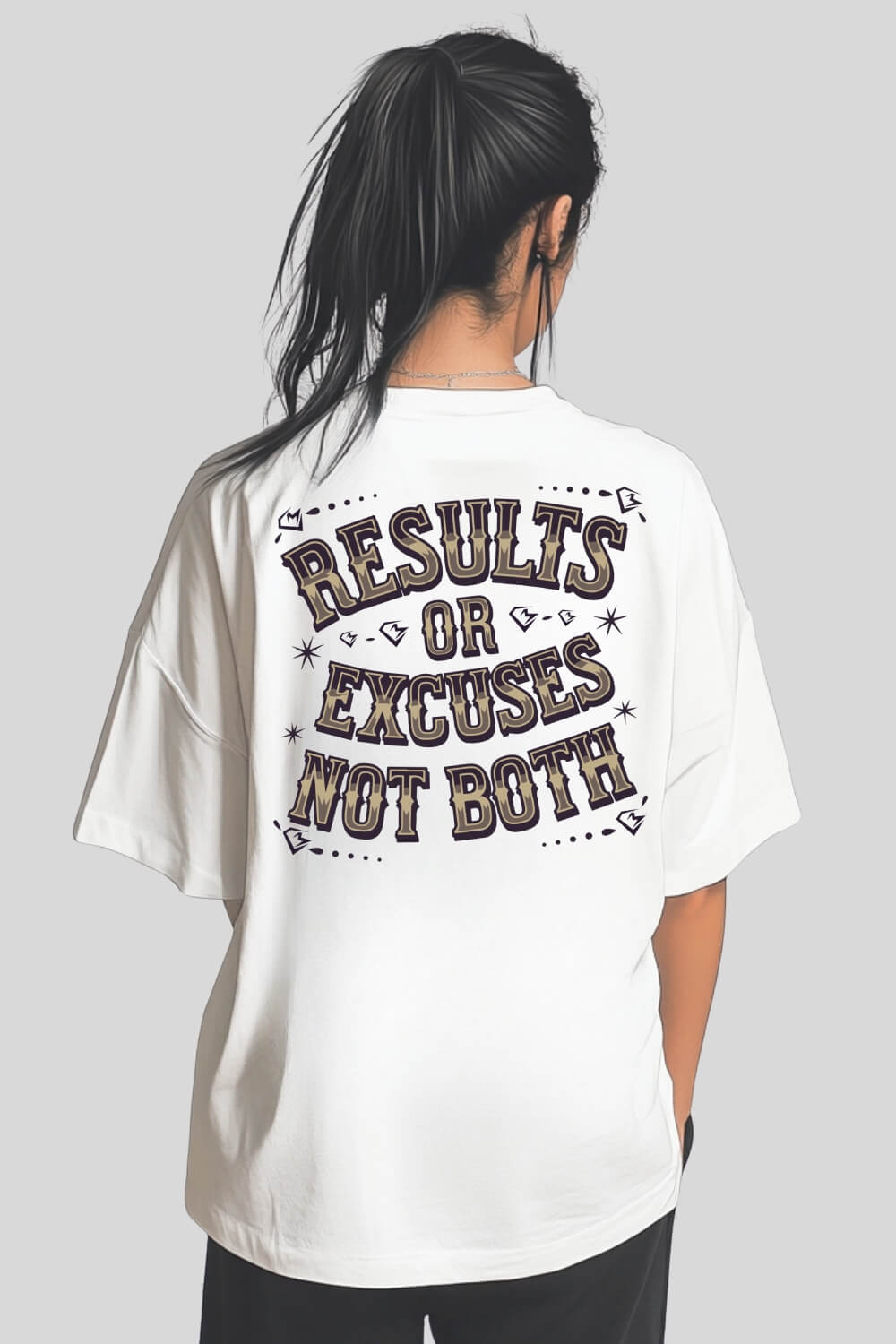 Rückansicht Results Oversize T-Shirt White für Männer und Frauen