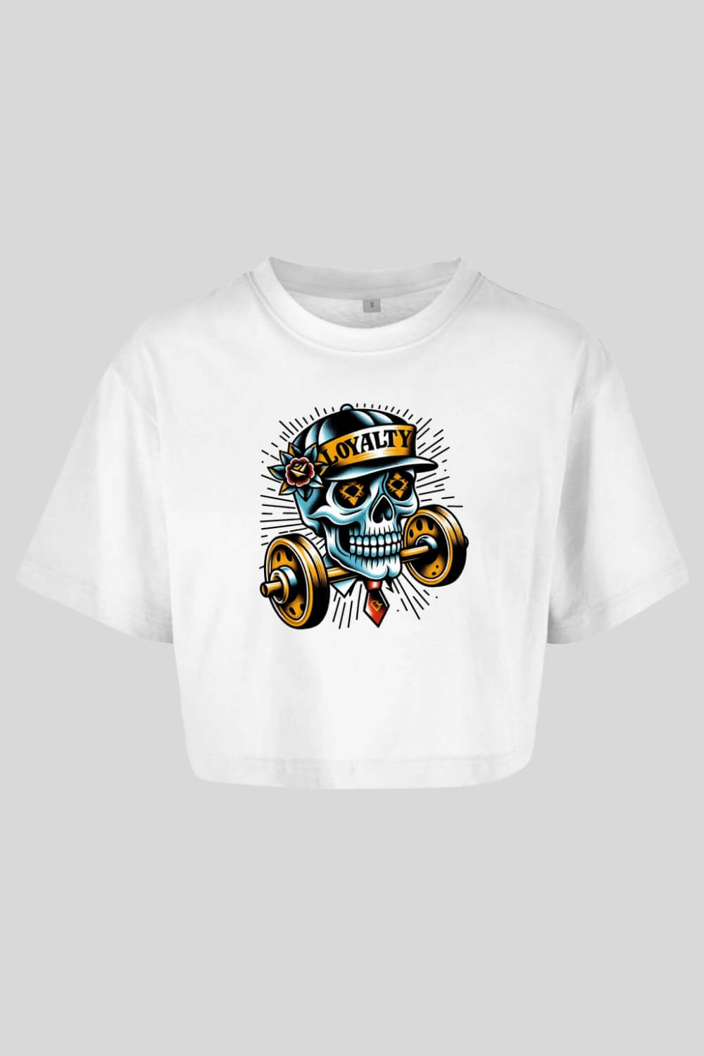 Frontansicht Skull Oversize Crop Top White für Frauen