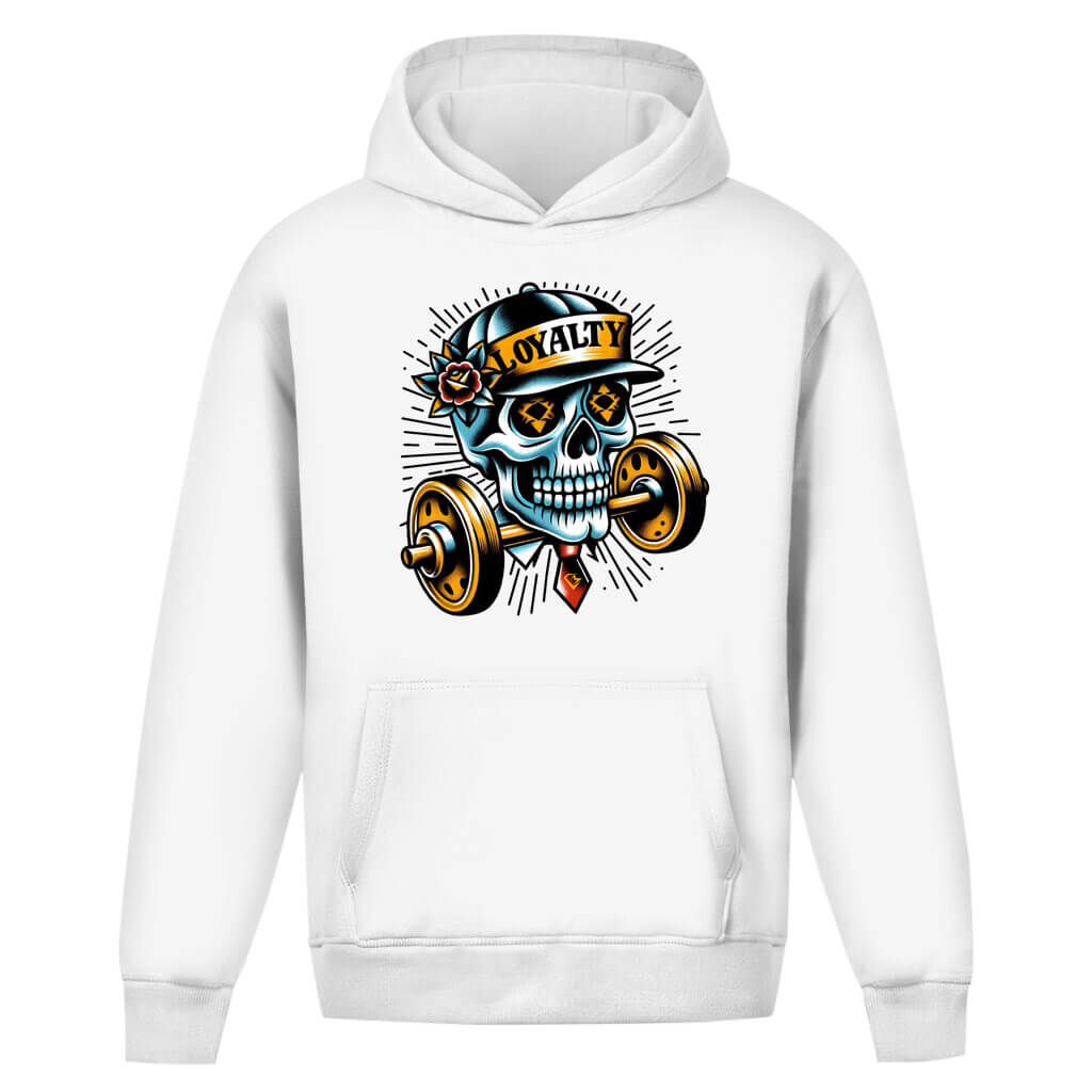Frontansicht Skull Oversize Hoodie White für Männer und Frauen