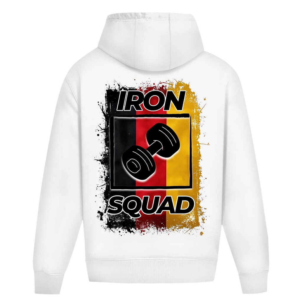 Rückansicht Squad Oversize Hoodie White für Männer und Frauen