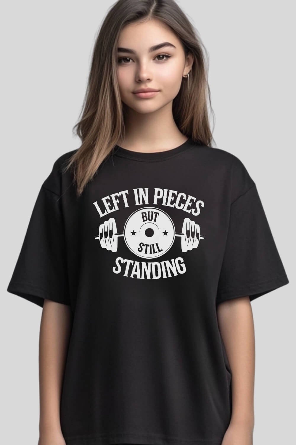 Frontansicht Standing Oversize T-Shirt Black für Männer und Frauen