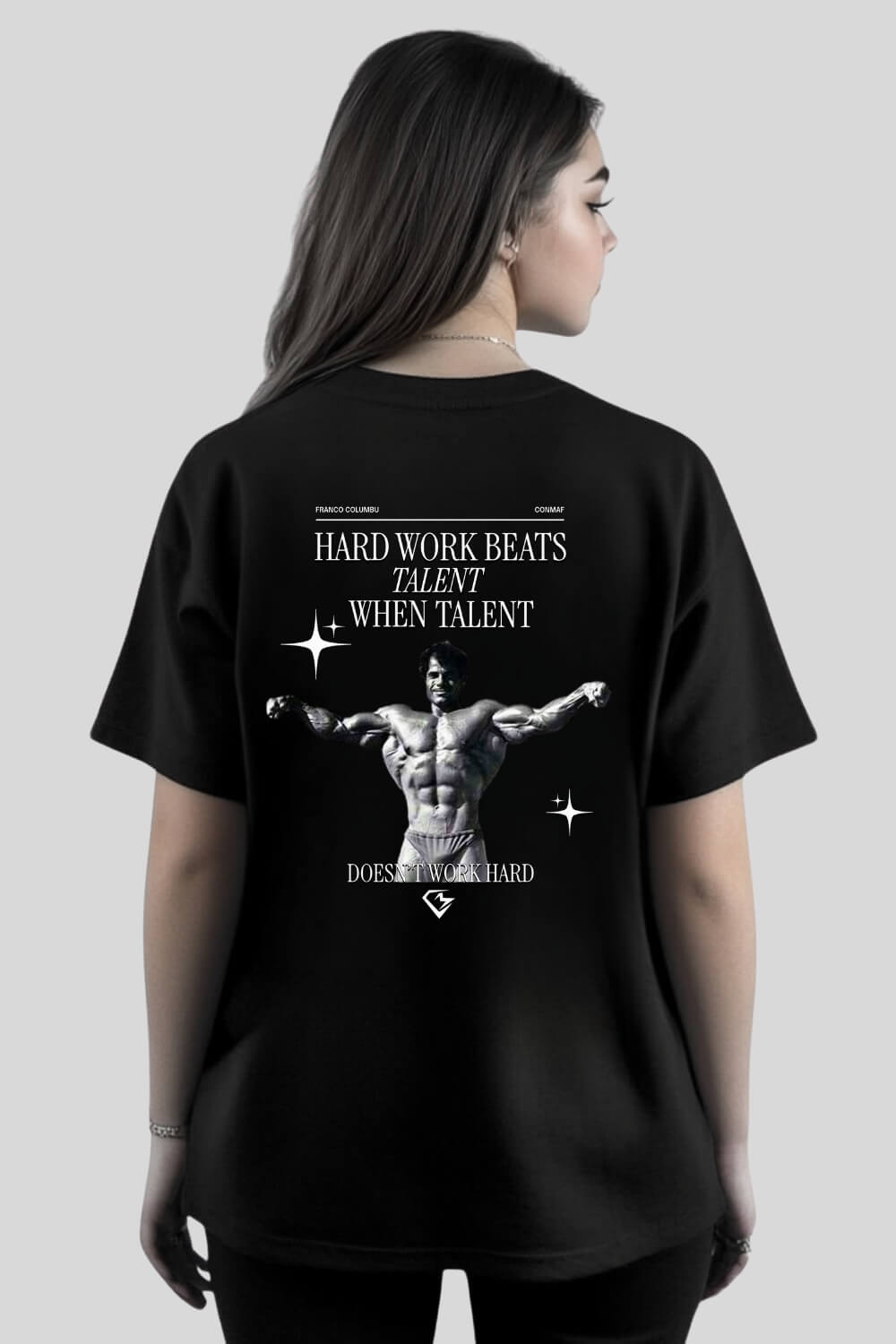 Rückansicht Talent Oversize T-Shirt Black für Männer und Frauen