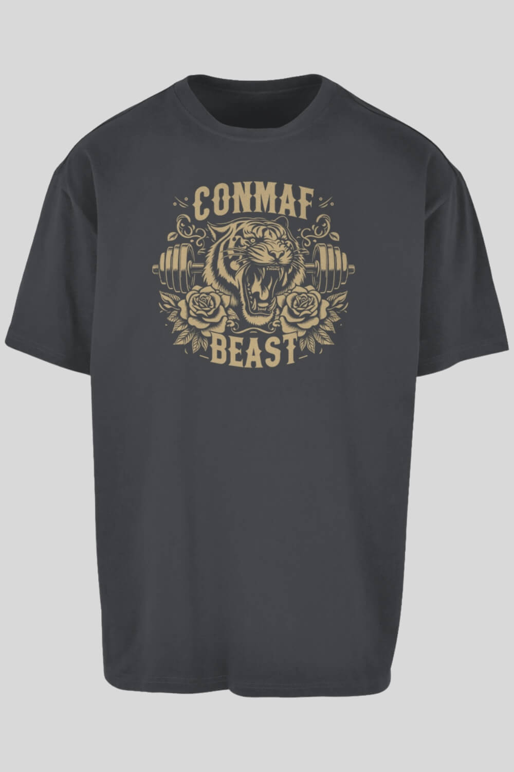 Frontansicht Tiger Oversize T-Shirt Charcoal für Männer und Frauen