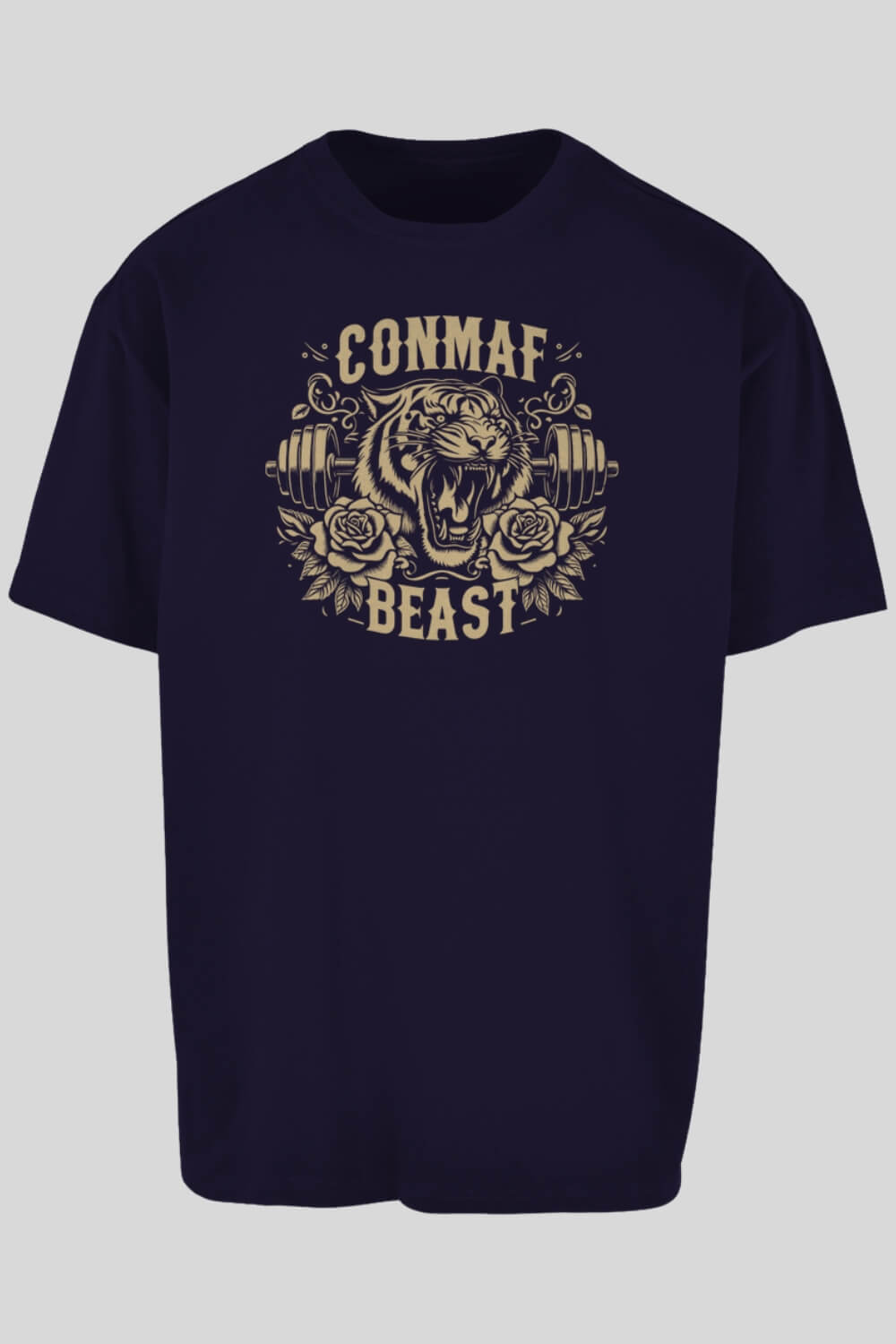 Frontansicht Tiger Oversize T-Shirt Navy für Männer und Frauen