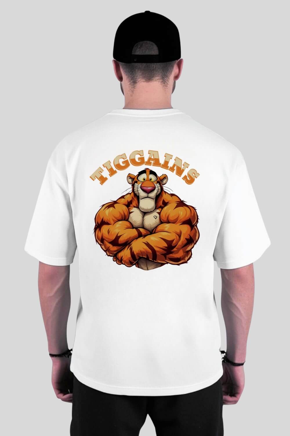 Rückansicht Tiggains Oversize T-Shirt White für Männer und Frauen