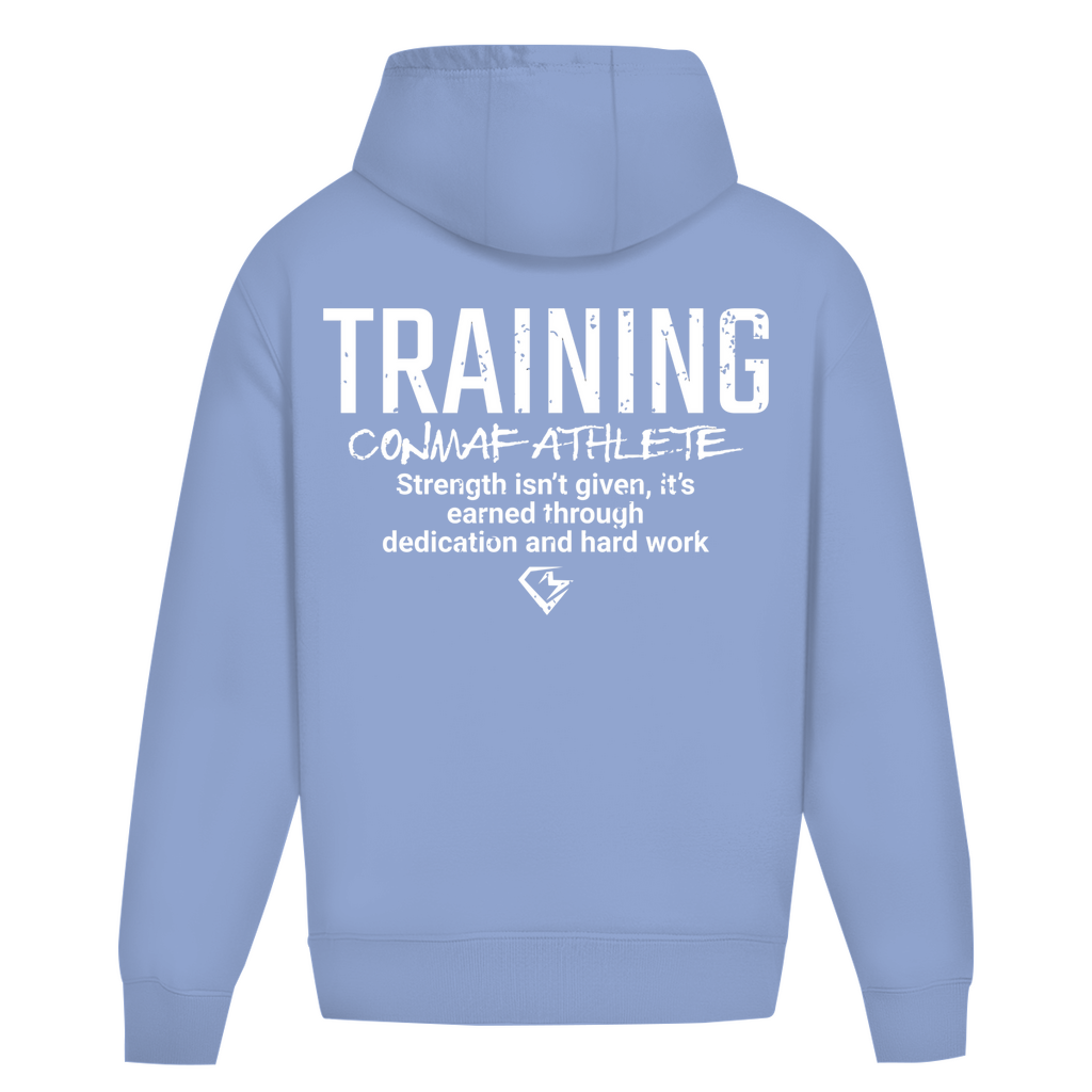 Rückansicht Training Oversize Hoodie Blue für Männer und Frauen