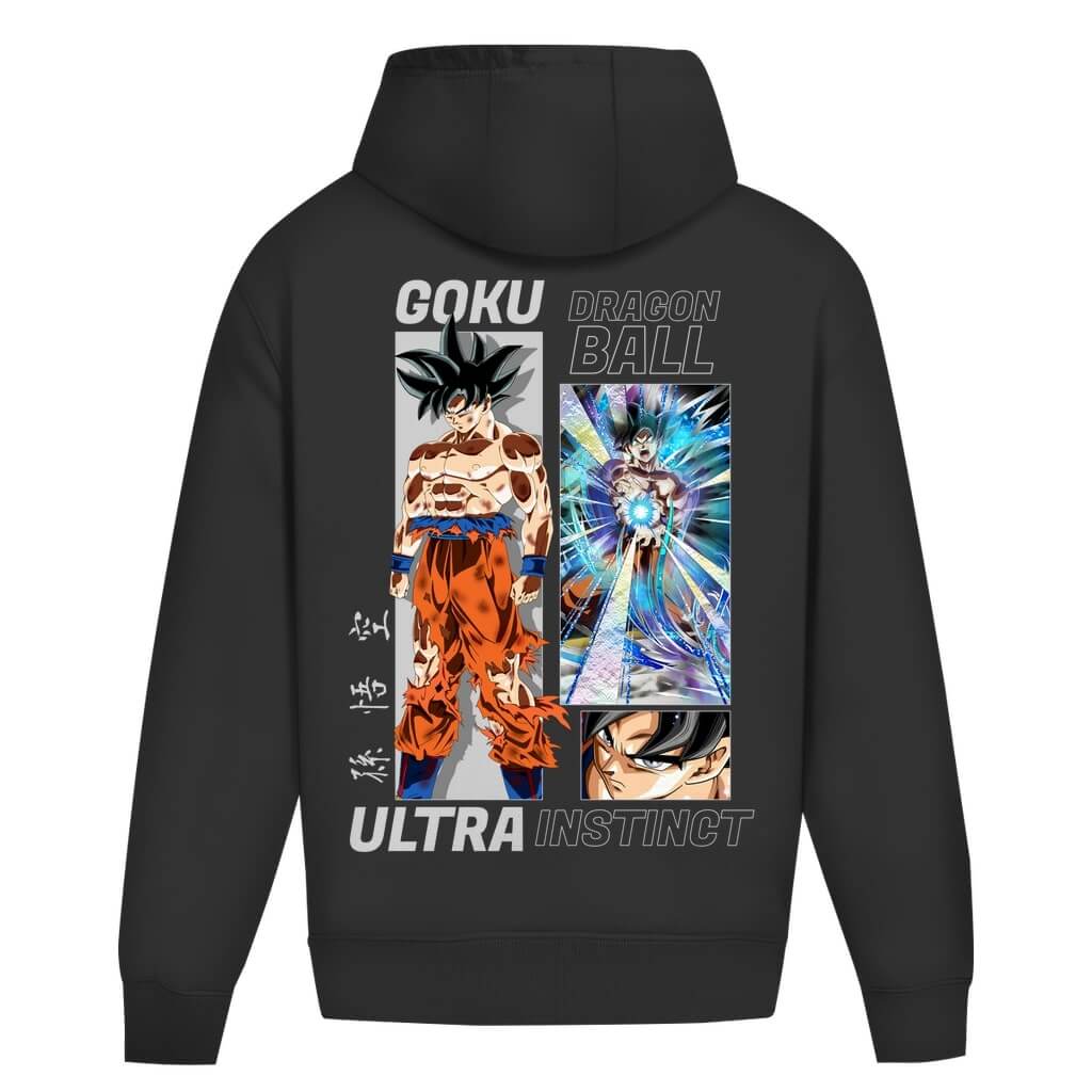 Rückansicht UltraInstinct Oversize Hoodie Black für Männer und Frauen