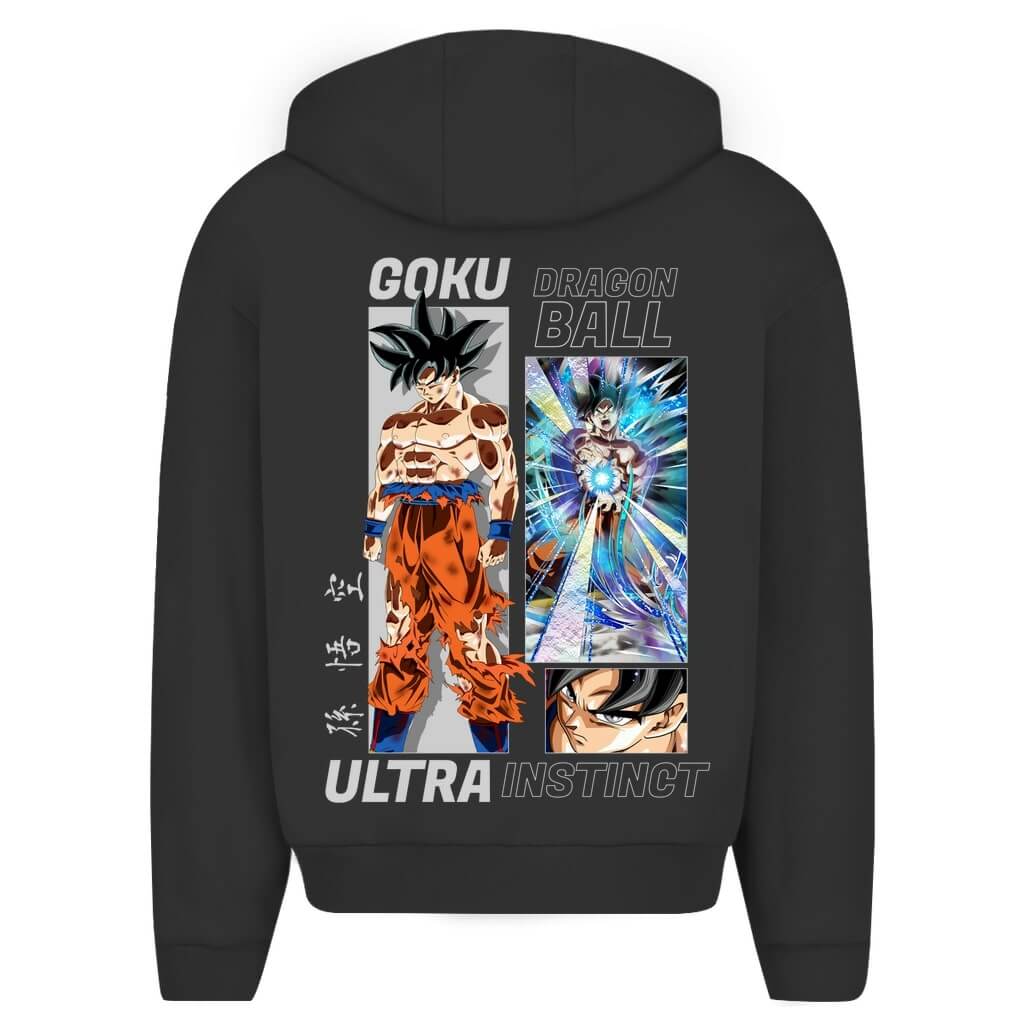 Rückansicht UltraInstinct Oversize Zipper Hoodie Black für Männer und Frauen