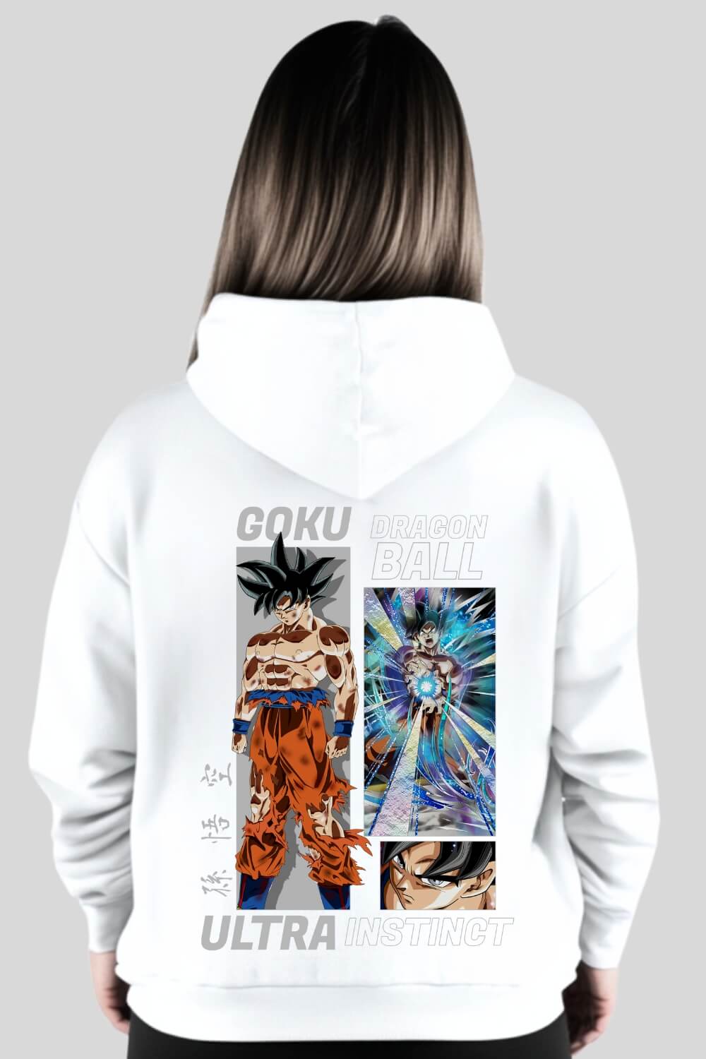 Rückansicht UltraInstinct Oversize Zipper White für Männer und Frauen