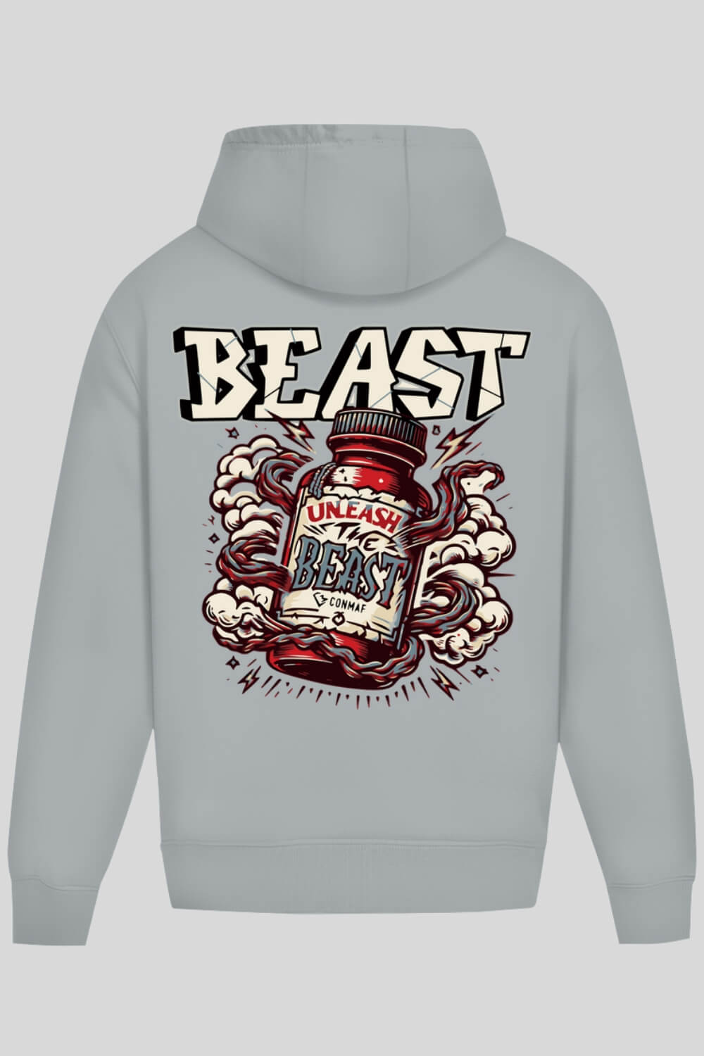 Rückansicht Unleash Oversize Hoodie Asphalt für Männer und Frauen