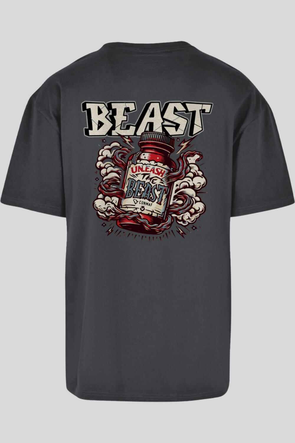 Rückansicht Unleash Oversize T-Shirt Charcoal für Männer und Frauen