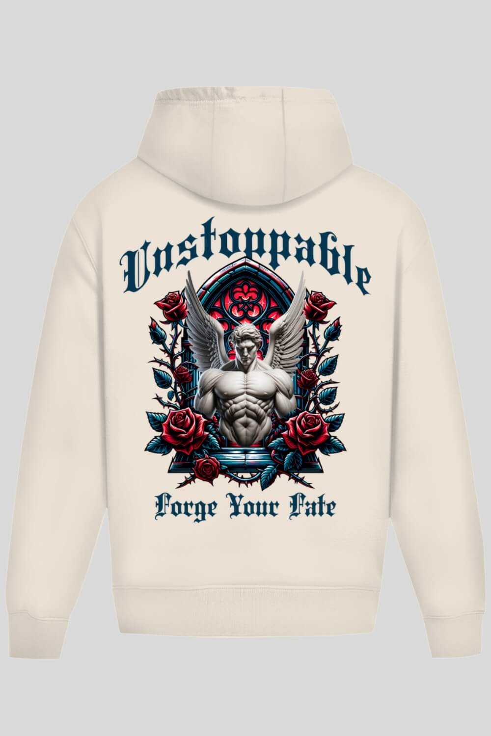 Rückansicht Unstoppable Oversize Hoodie Sand für Männer und Frauen