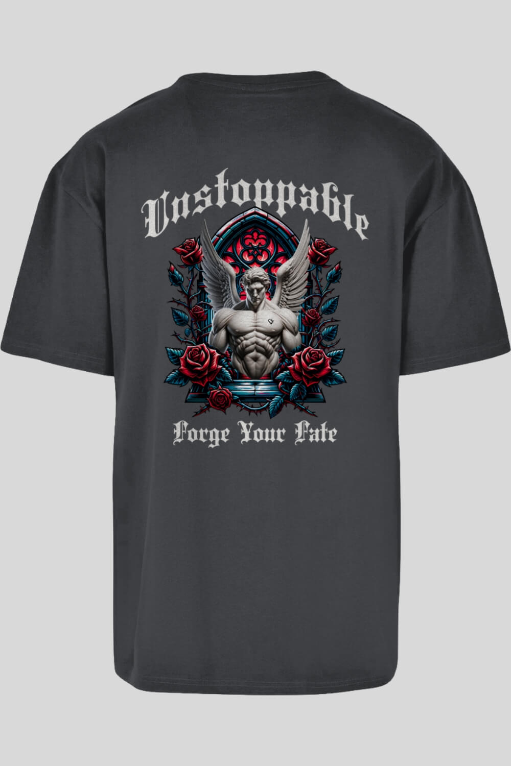 Rückansicht Unstoppable Oversize T-Shirt Charcoal für Männer und Frauen