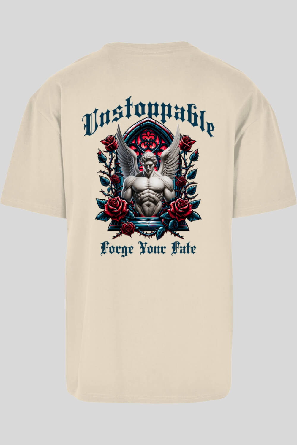 Rückansicht Unstoppable Oversize T-Shirt Sand für Männer und Frauen