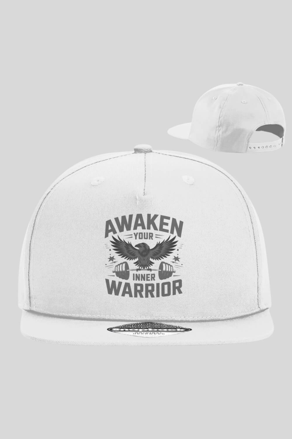 Frontansicht Warrior Snapback Cap White für Männer und Frauen