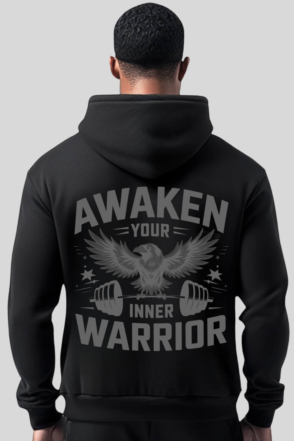 Rückansicht Warrior Oversize Zipper Black für Männer und Frauen