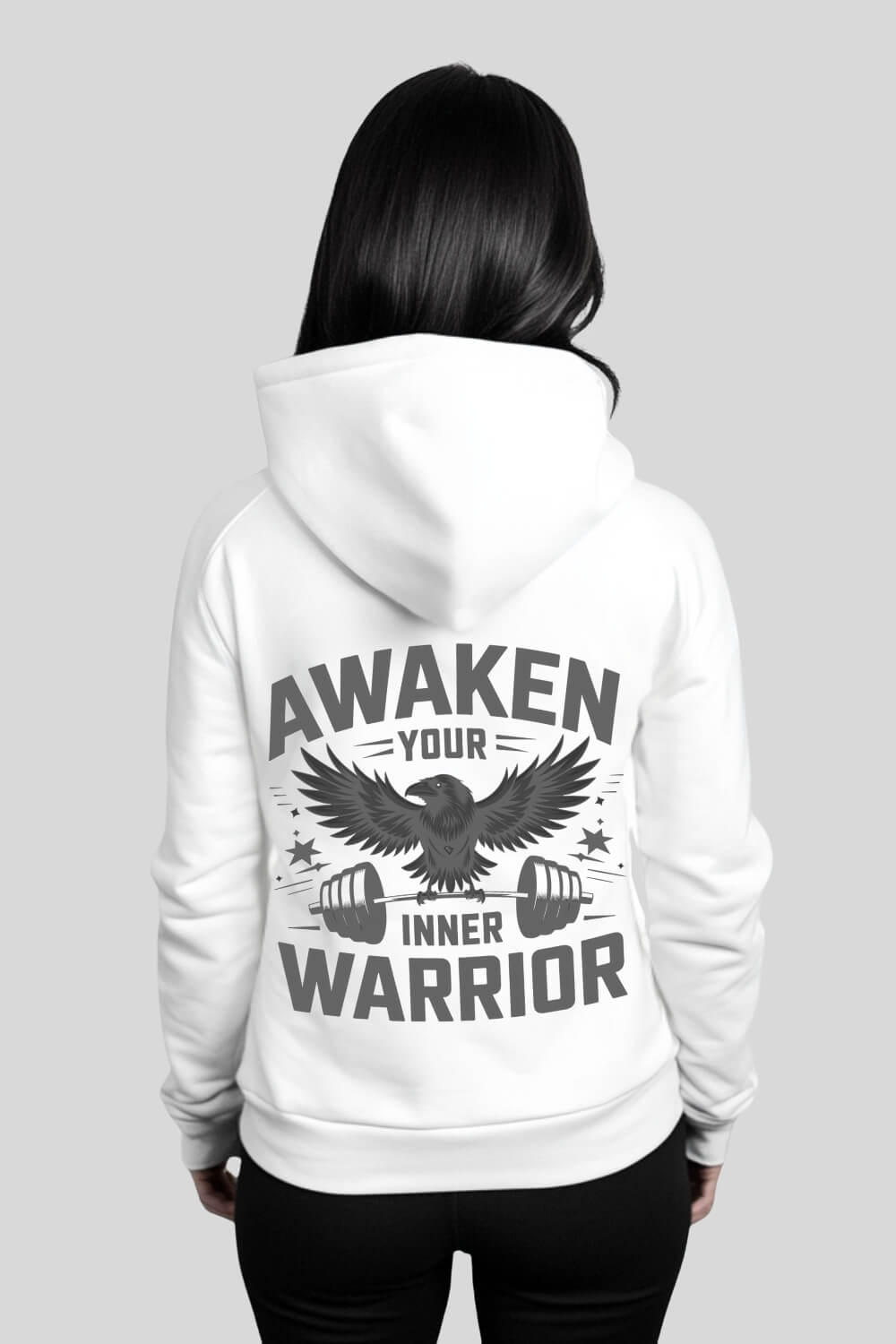 Rückansicht Warrior Oversize Zipper White für Männer und Frauen