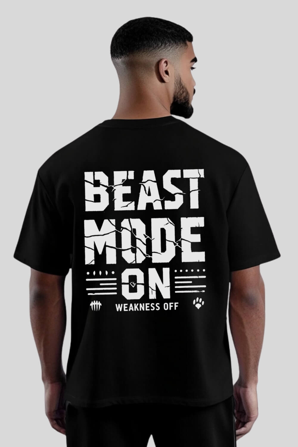 Rückansicht Weakness Off Oversize Shirt Farbe Black für Männer und Frauen