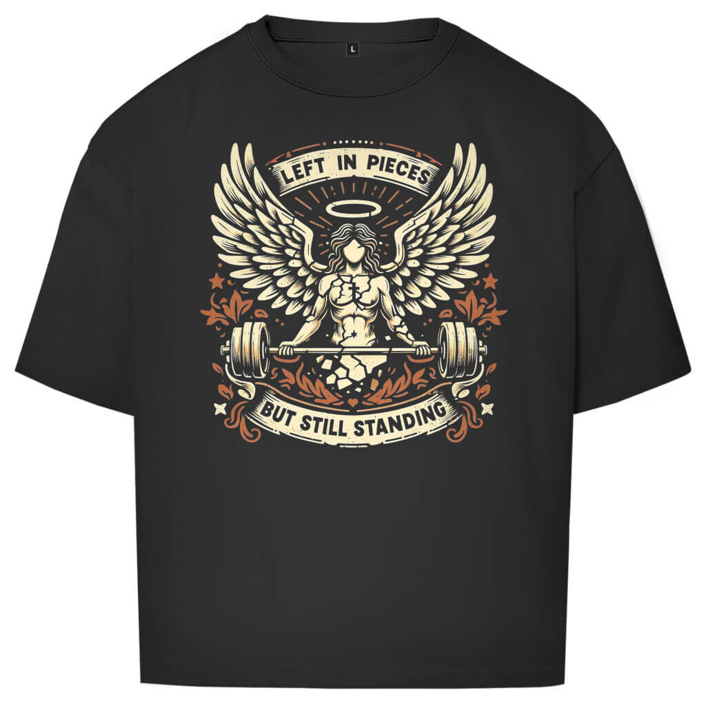 Frontansicht Angel Oversize T-Shirt Black für Männer und Frauen