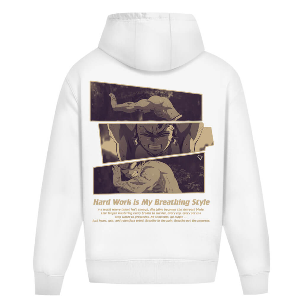 Rückansicht Breathing Oversize Hoodie White für Männer und Frauen