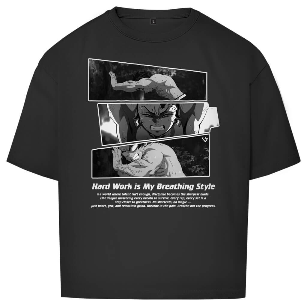 Frontansicht Breathing Oversize T-Shirt Black für Männer und Frauen