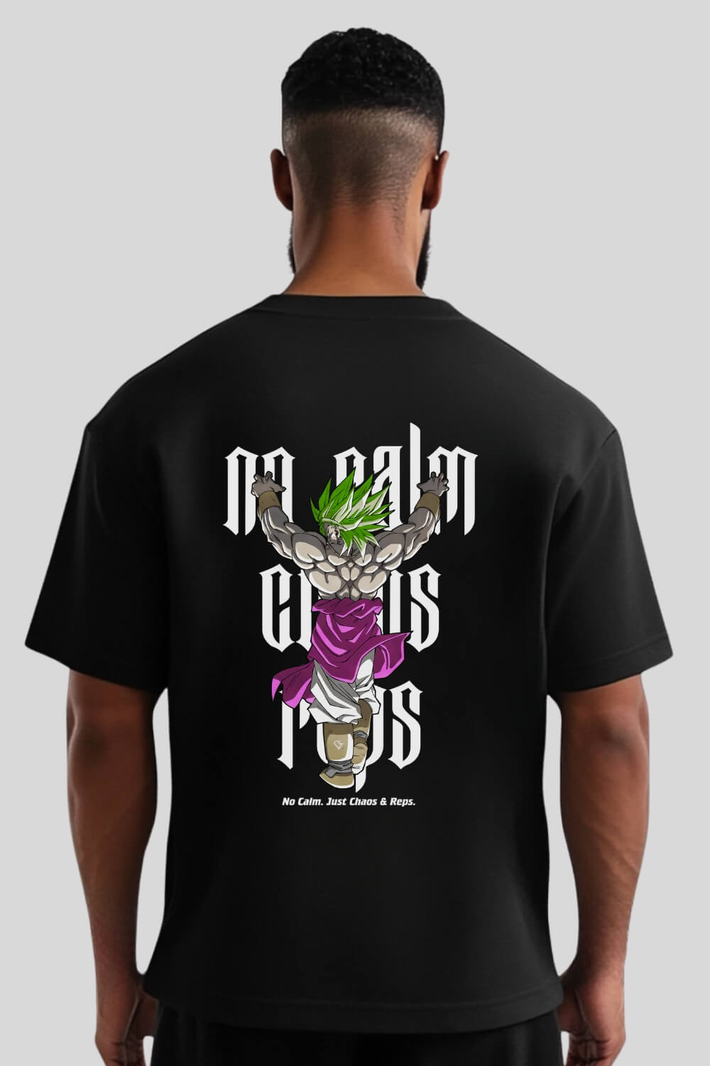 Rückansicht Chaos Oversize T-Shirt Black für Männer und Frauen
