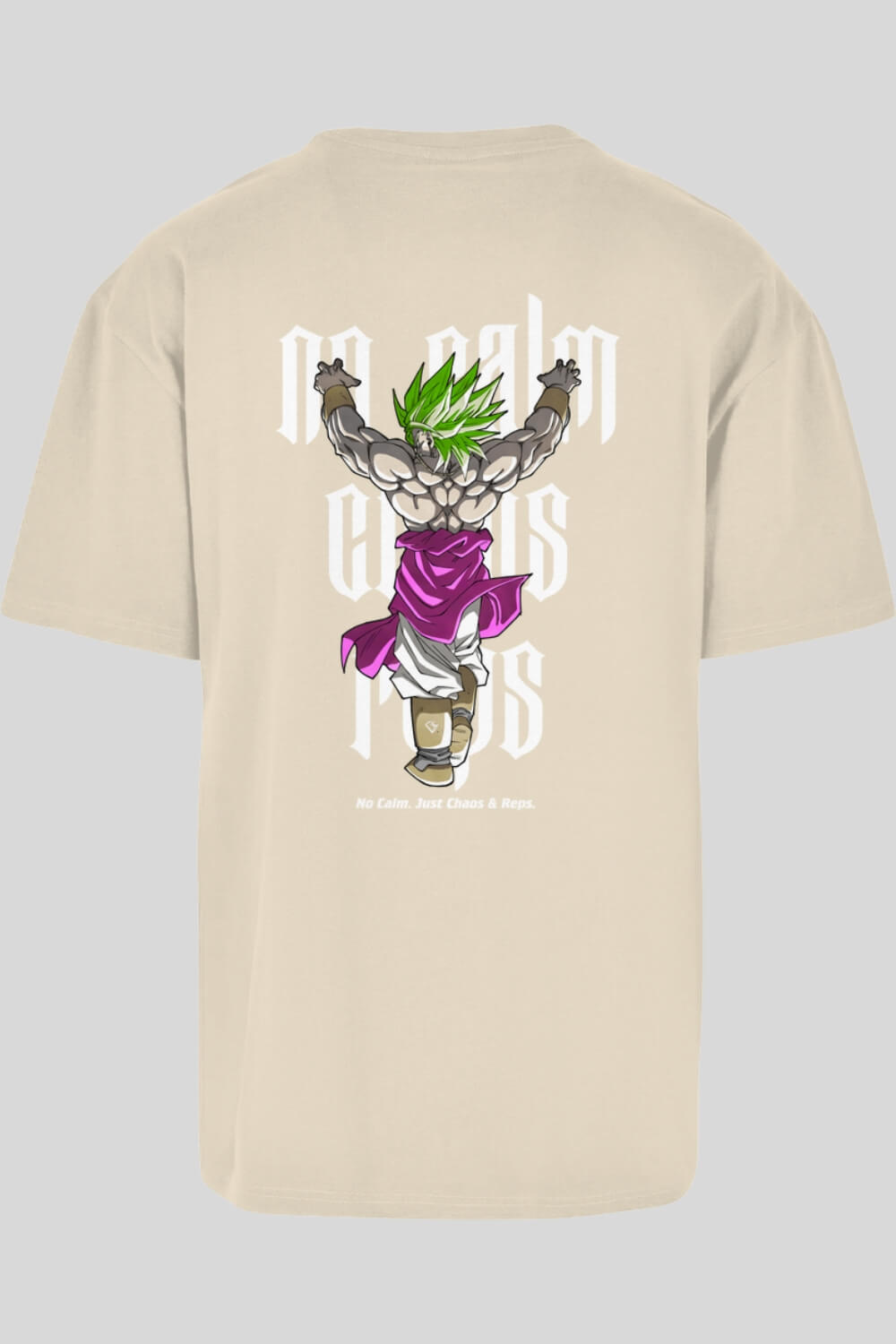 Rückansicht Chaos Oversize T-Shirt Sand für Männer und Frauen