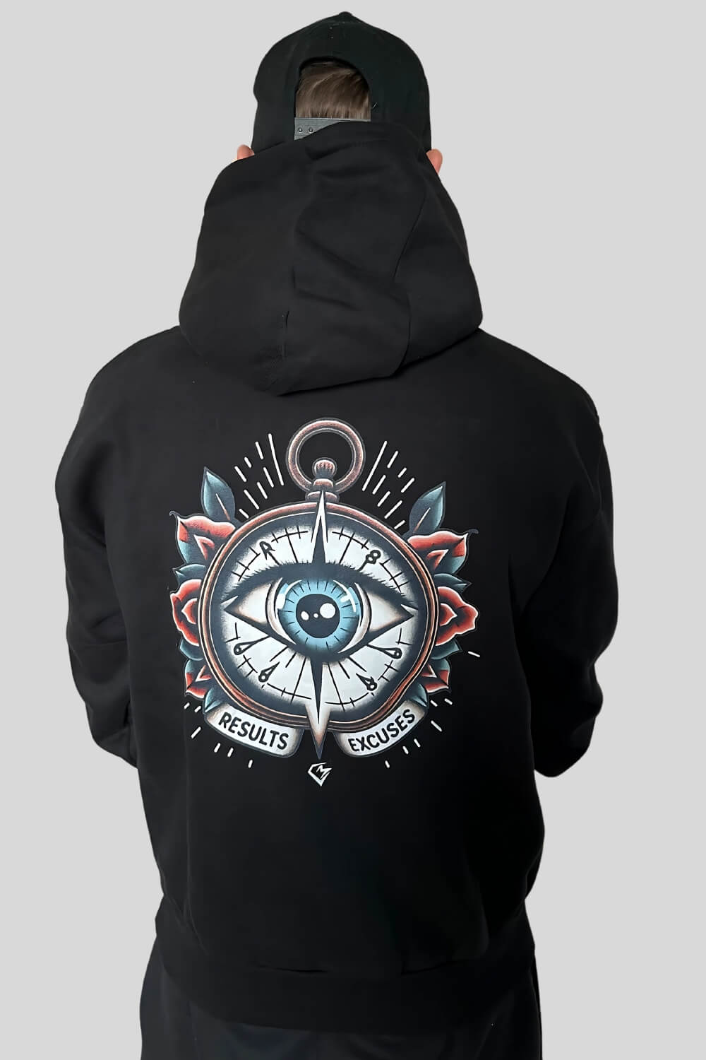 Rückansicht Choose Oversize Hoodie Black für Männer und Frauen