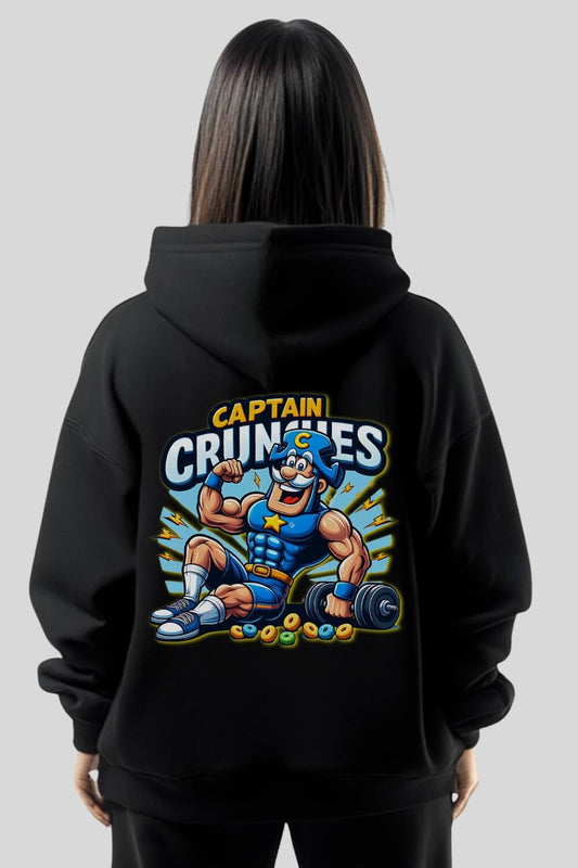 Rückansicht Cpt Crunches Oversize Hoodie Black für Männer und Frauen