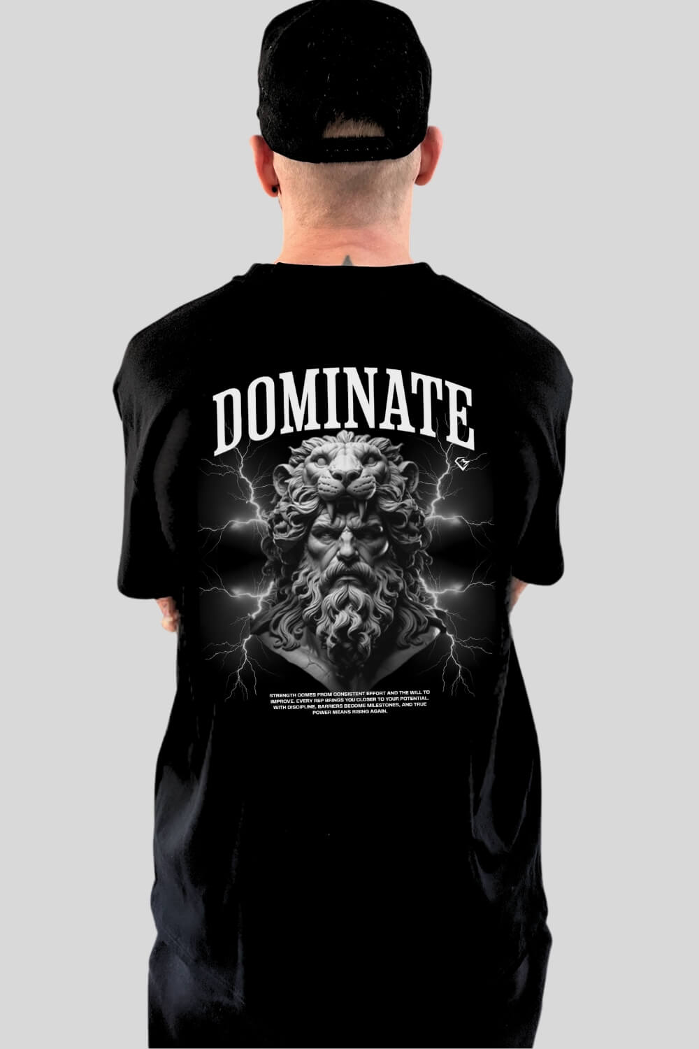 Rückansicht Dominate Oversize T-Shirt Black für Männer und Frauen