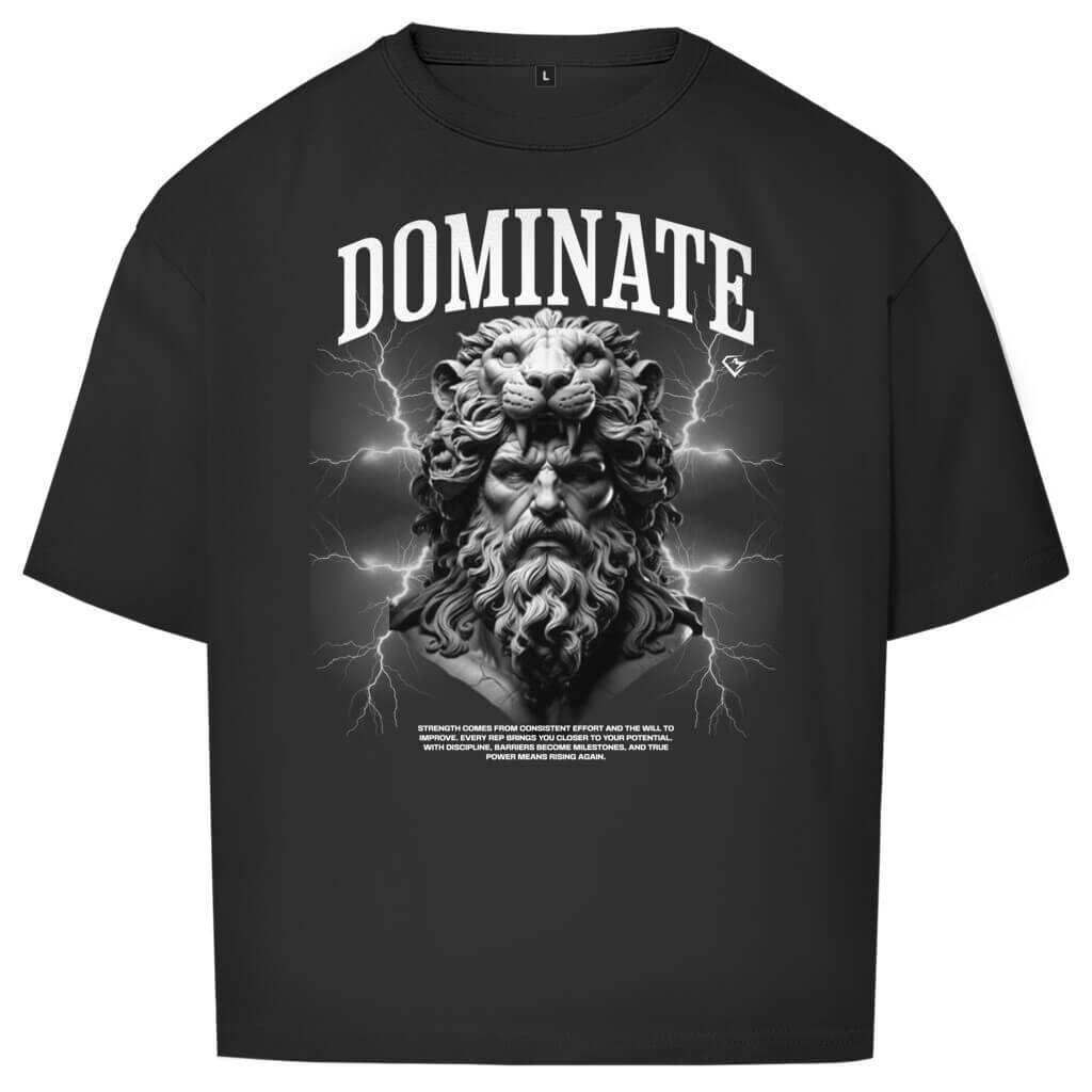Frontansicht Dominate Oversize T-Shirt Black für Männer und Frauen