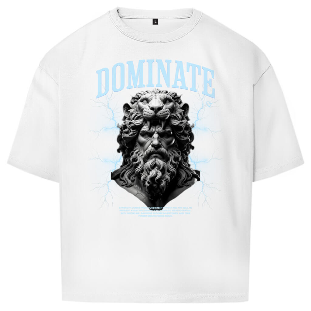 Frontansicht Dominate Oversize T-Shirt White für Männer und Frauen