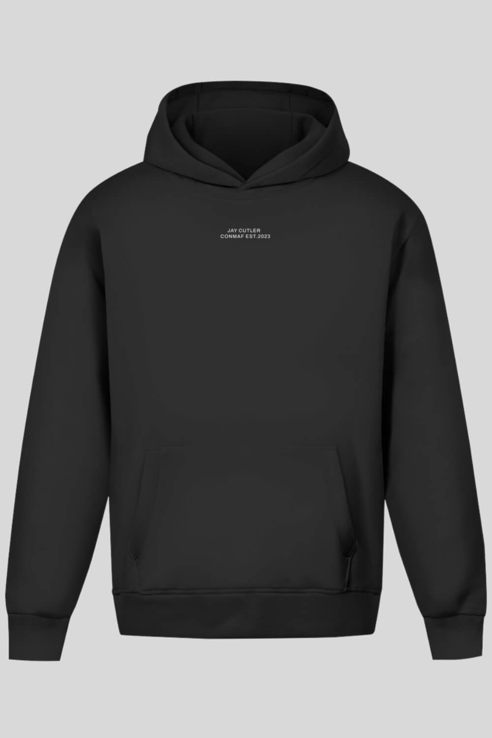 Frontansicht Done Hoodie Black für Männer und Frauen
