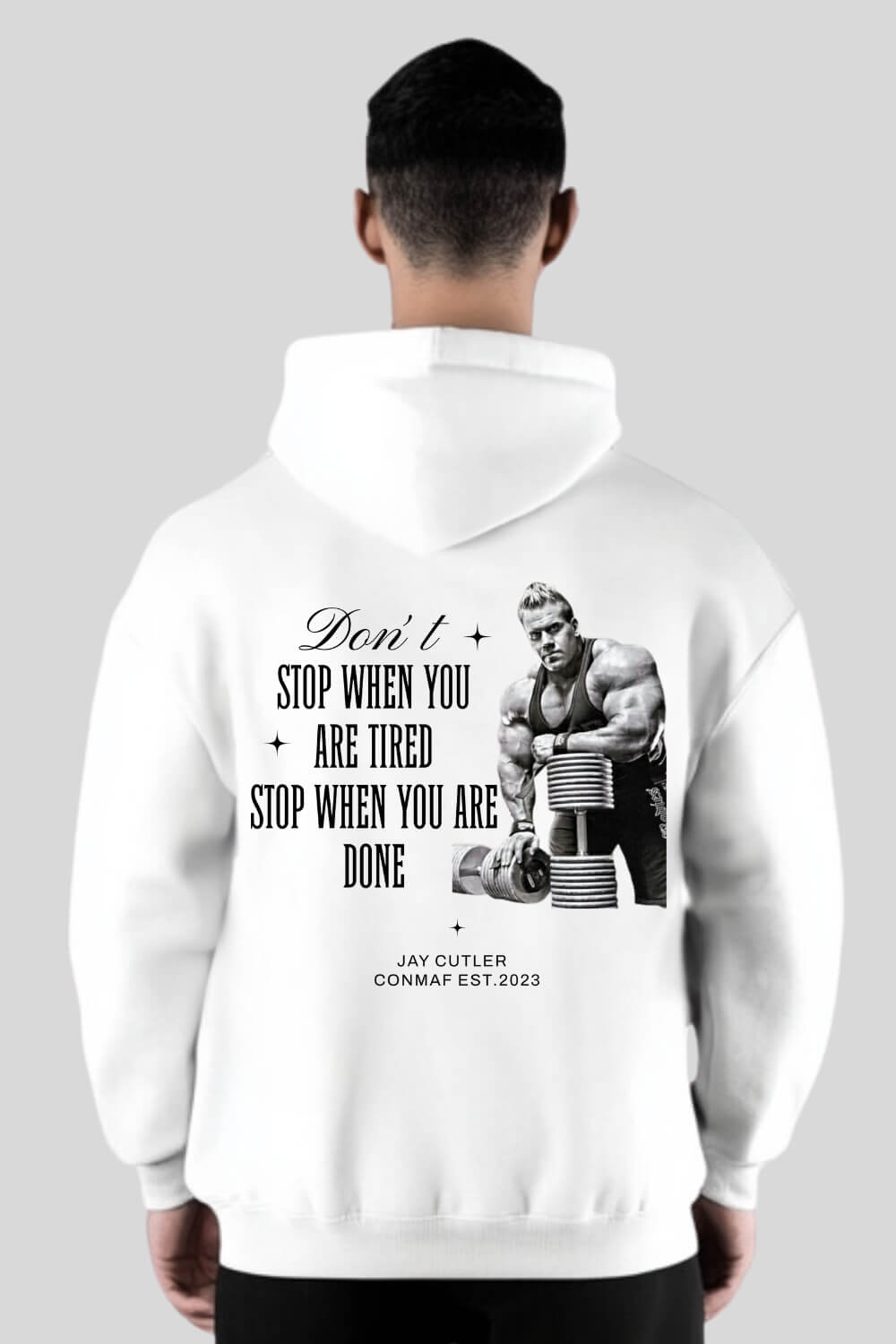 Rückansicht Done Hoodie White für Männer und Frauen