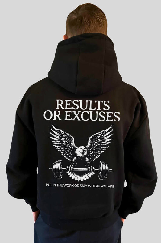Rückansicht Eagle Oversize Hoodie Black für Männer und Frauen