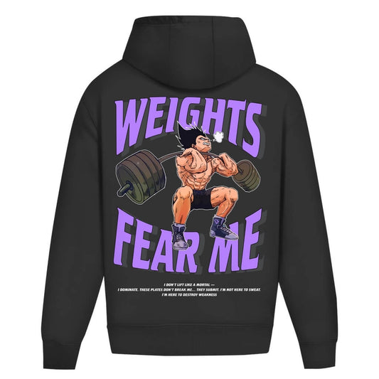Rückansicht Fear Me Oversize Hoodie Black für Männer und Frauen