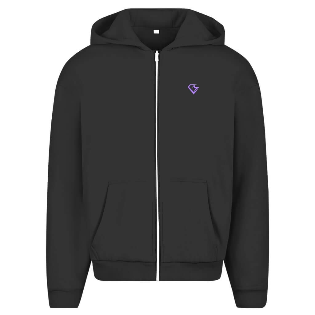 Frontansicht Fear Me Oversize Zipper Hoodie Black für Männer und Frauen
